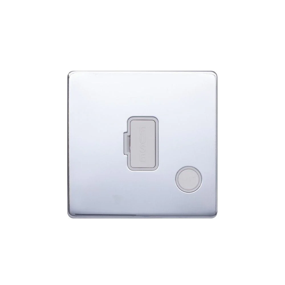 Screwless Raised - Polished Chrome 13A UnSwitched Connection Unit Flex Outlet - Black Trim