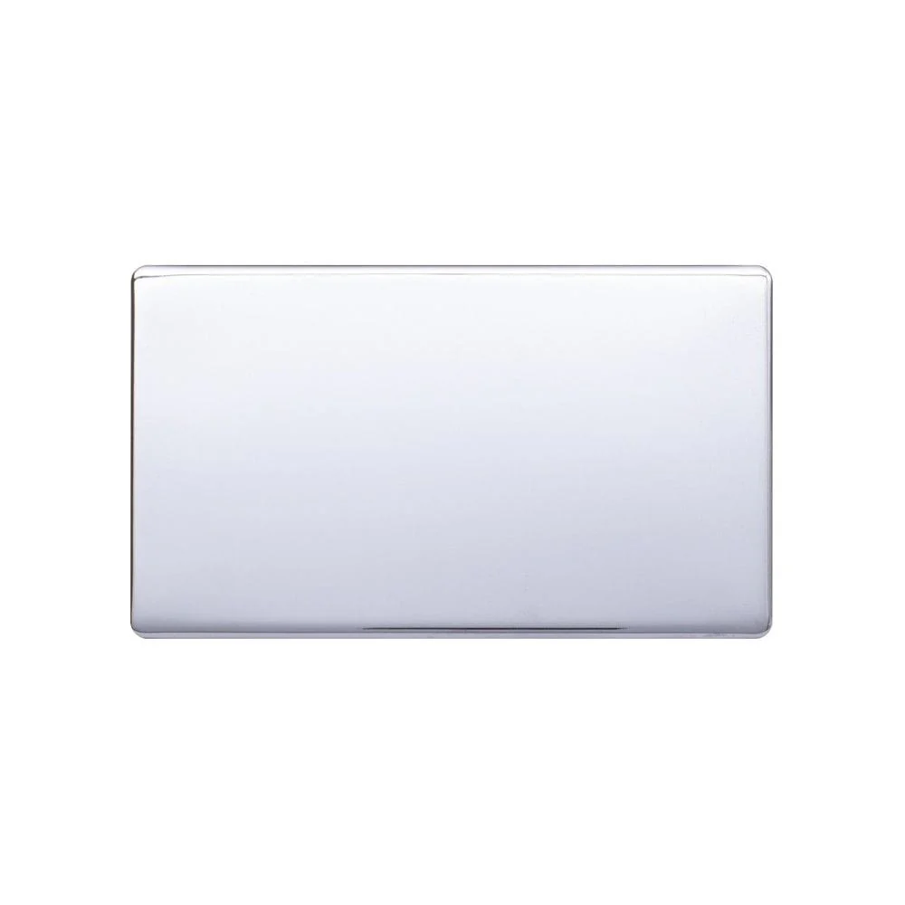Screwless Raised - Polished Chrome Double Blank Plates - Black Trim