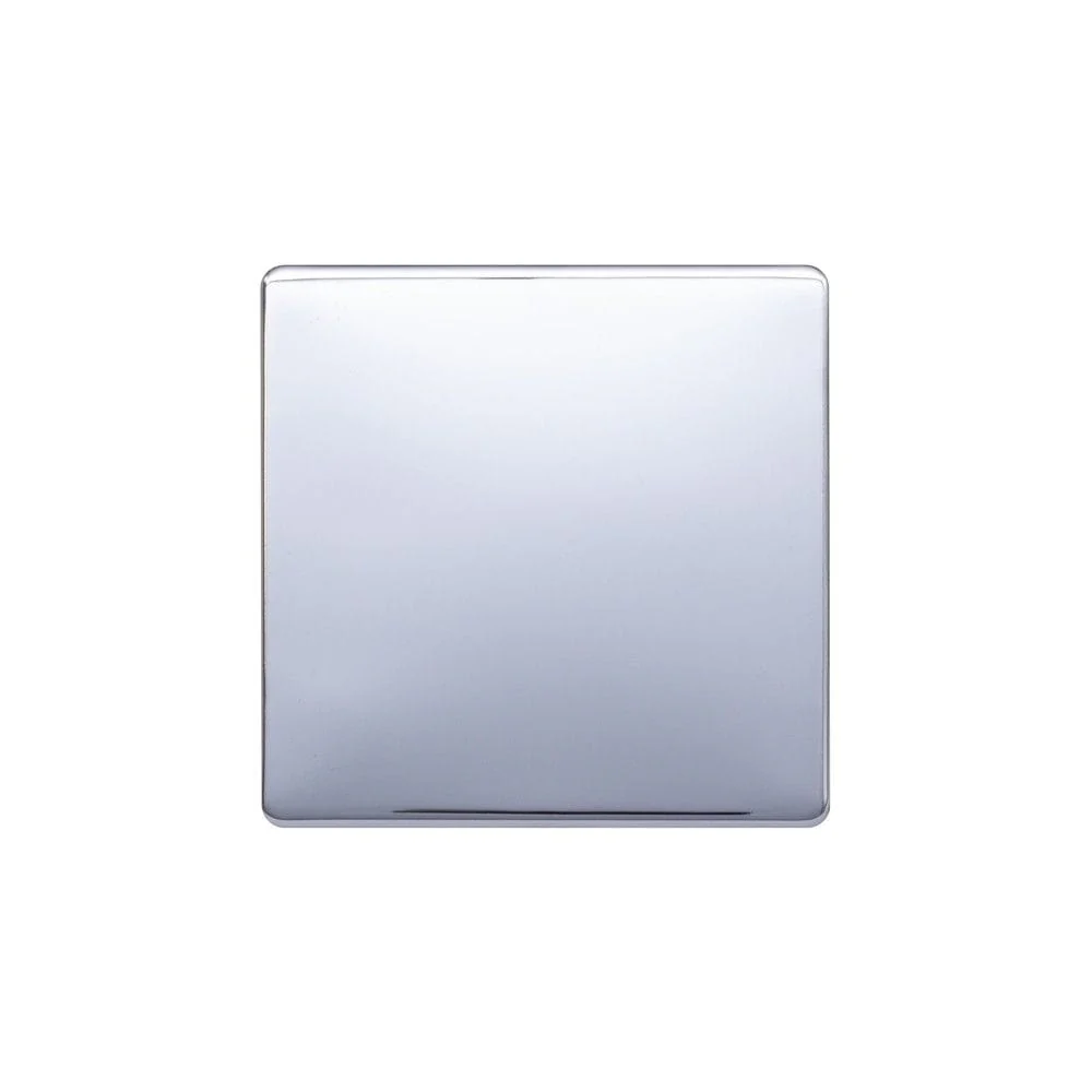 Screwless Raised - Polished Chrome Single Blank Plates - Black Trim