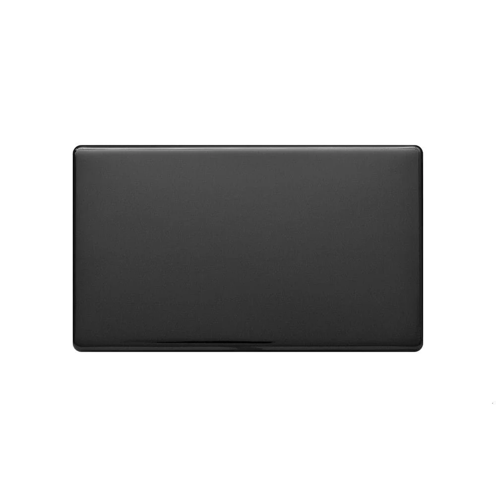 Screwless Raised - Black Nickel Double Blank Plates - White Trim