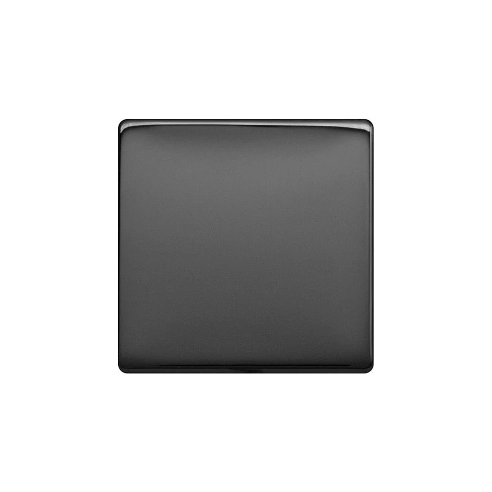 Screwless Raised - Black Nickel Single Blank Plates - White Trim