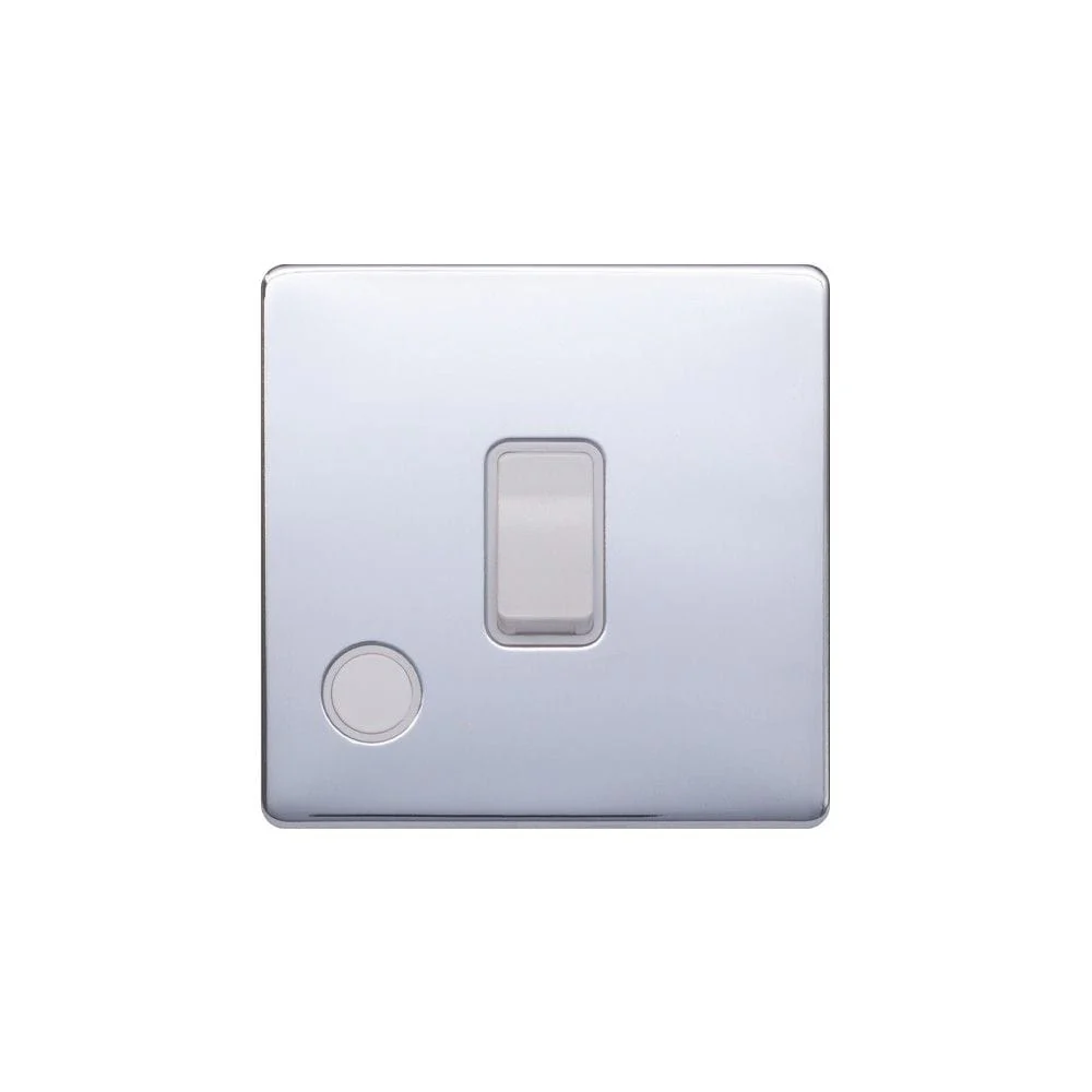 Screwless Raised - Polished Chrome 20A 1 Gang Double Pole Switch Flex Outlet - White Trim