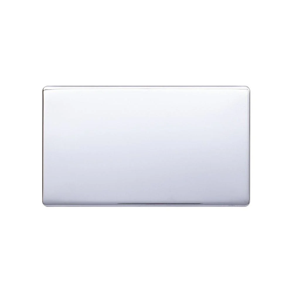 Screwless Raised - Polished Chrome Double Blank Plates - White Trim