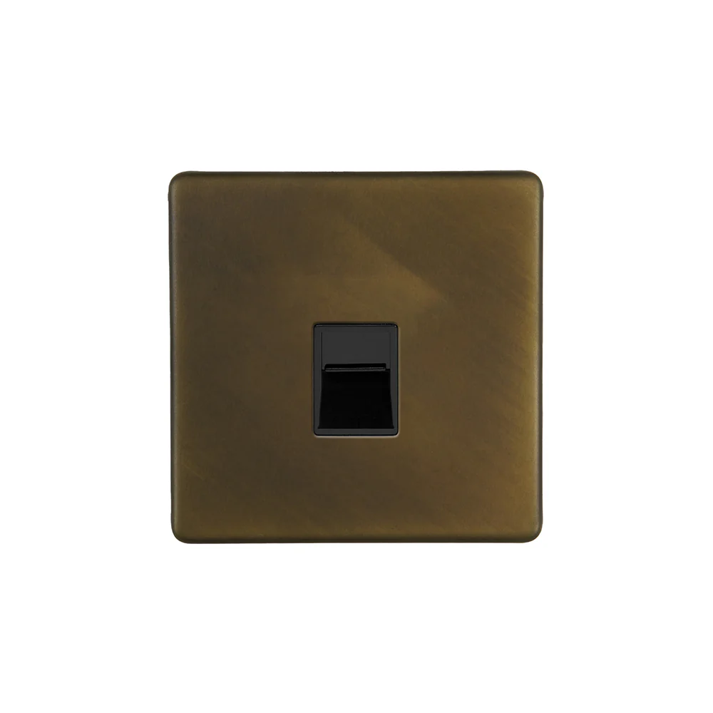 Screwless Vintage Brass 1 Gang Telephone Secondary (Slave) Socket,BT