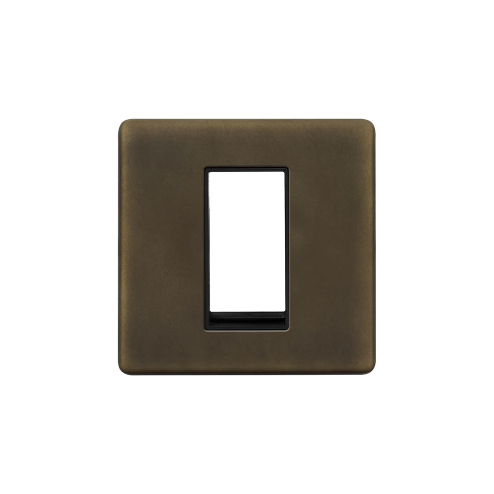 Screwless Vintage Brass 1 x25mm EM-Euro Module Faceplate
