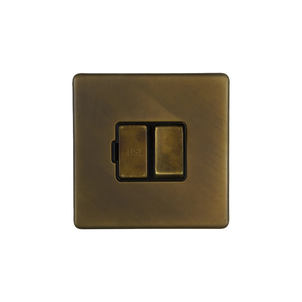 Screwless Vintage Brass 13A Double Pole Switched Fused Spur Unit (FCU)