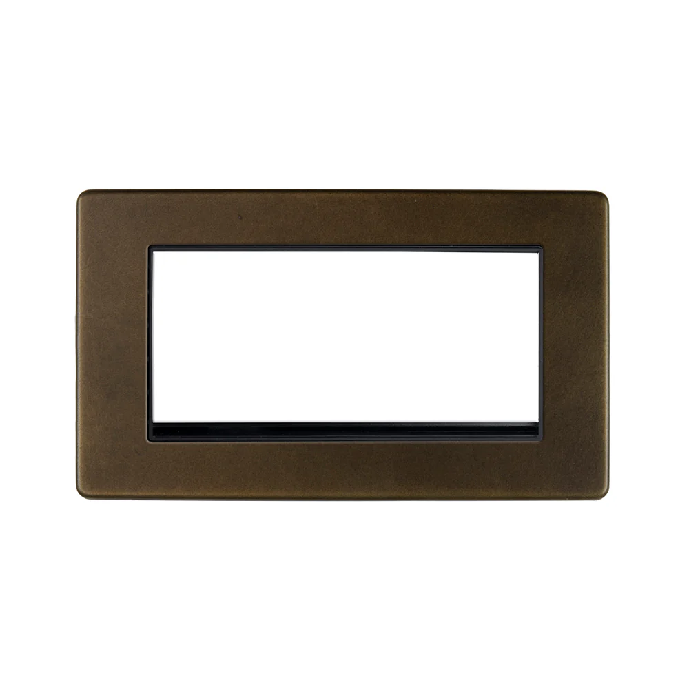 Screwless Vintage Brass 4 x25mm EM-Euro Module Faceplate