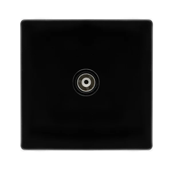 Screwless Plate Black Metal Single Isolated Coaxial Outlet -  Black Trim
