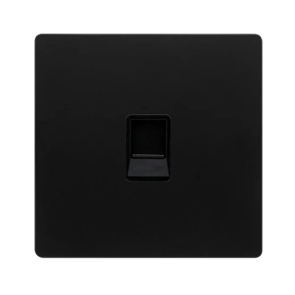 Screwless Plate Matt Black Single Rj11 (Irish/Us) Outlet - Black Trim