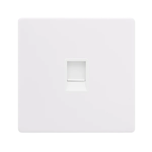 Screwless Plate Polar White Single Rj11 (Irish/Us) Outlet - White Insert