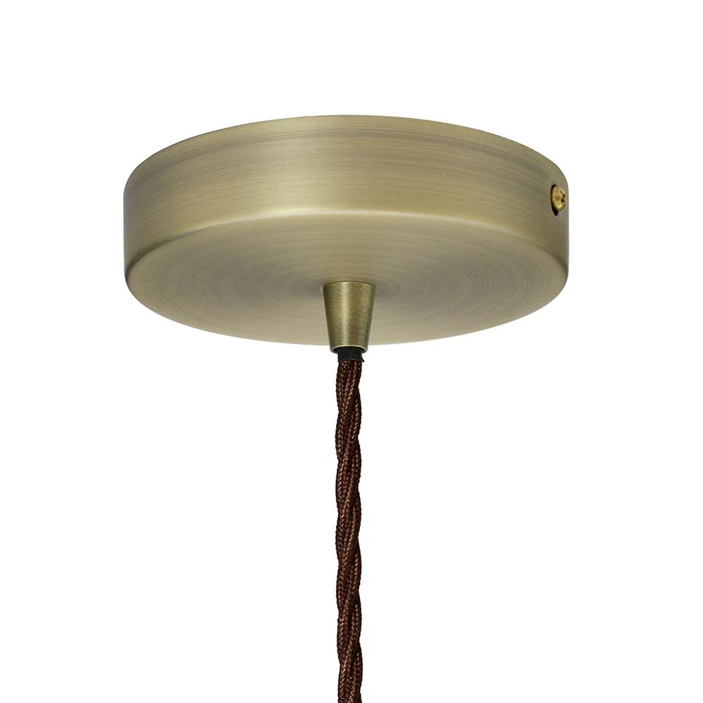 Slate Grey Large Chancery Painted Pendant Light - Matt Antique Brass Lamp Holder & Ceiling Rose - Image 4