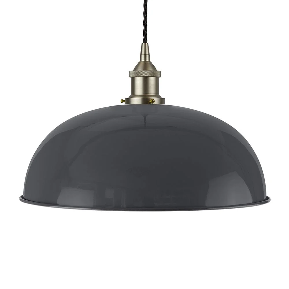 Slate Grey Worcester Painted Pendant Light - Brushed Chrome Lamp Holder & Ceiling Rose