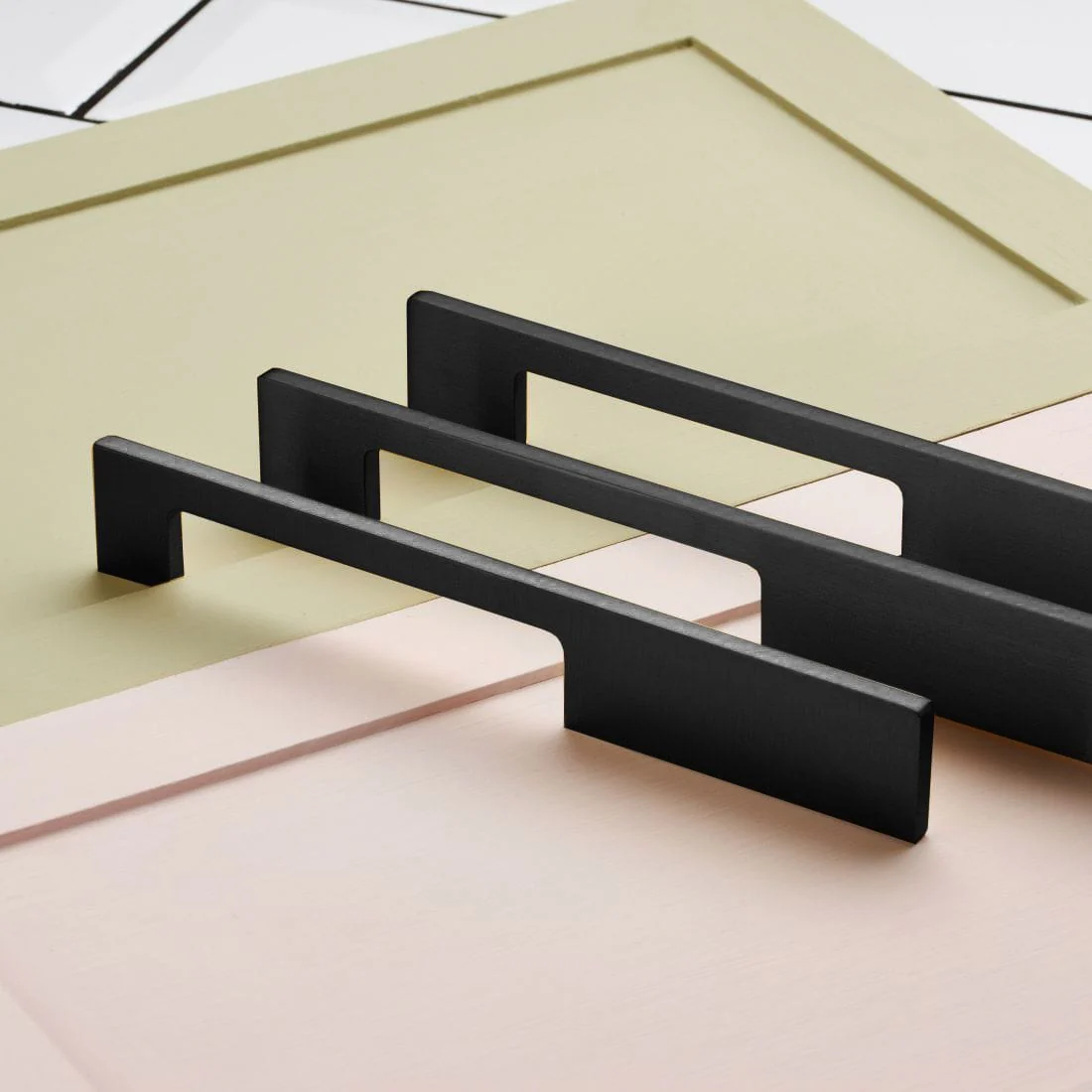 Slimline Square Brass Cupboard Bar Handle - Black - Hole Centre 320mm - Image 4