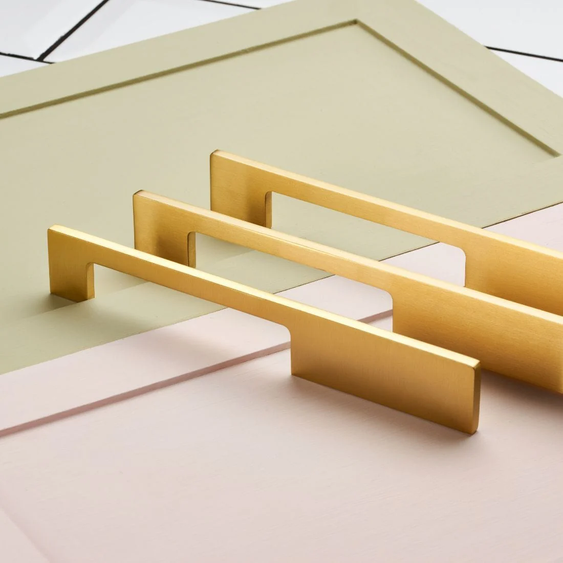 Slimline Square Brass Cupboard Bar Handle - Satin Brass - Hole Centre 640mm - Image 4
