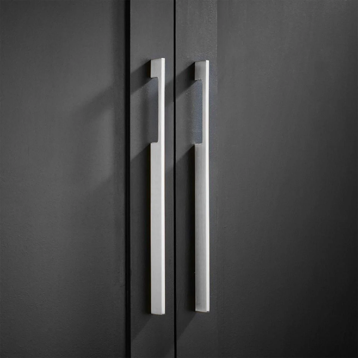 Slimline Square Brass Cupboard Bar Handle - Silver - Hole Centre 160mm - Image 3