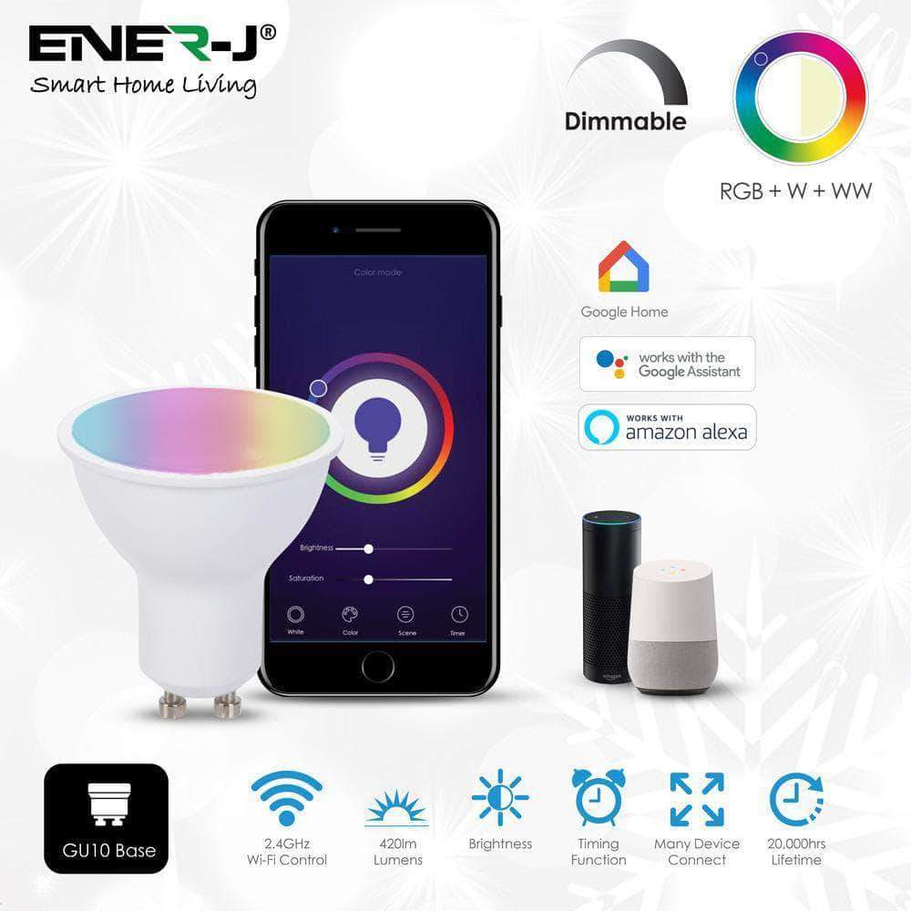 Smart WiFi Dimmable GU10 5W LED Bulb RGB+W+WW 2 x Pack - Image 2