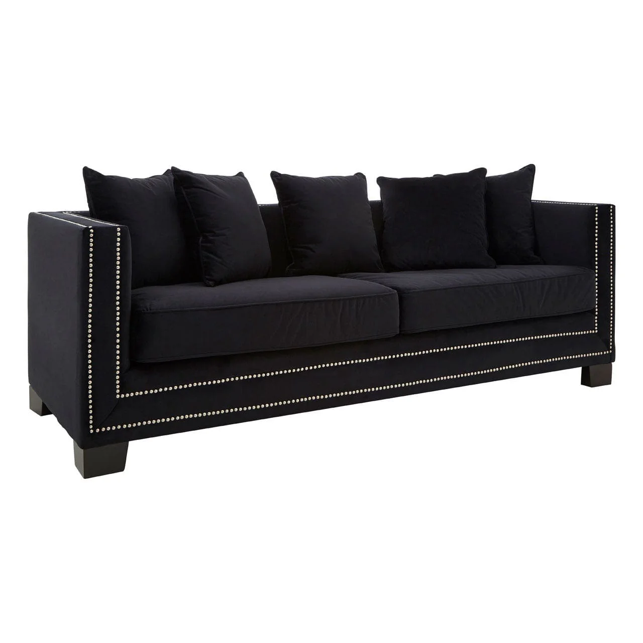 Sofia 3 Seater Black Velvet Sofa - Image 2