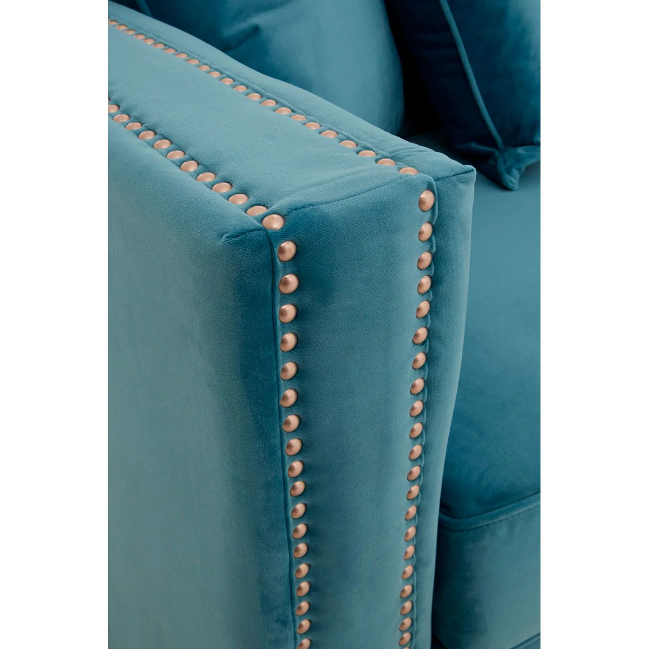 Sofia 3 Seater Cyan Blue Velvet Sofa - Image 4