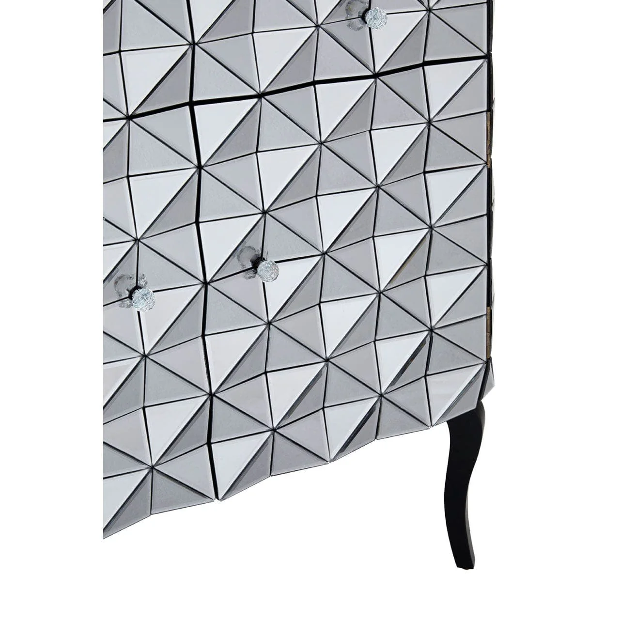 Soho 2 Drawer Cabinet In Silver Glass With 3D Mirror Effect - Image 3