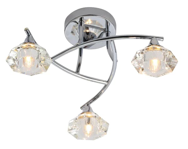Spa Reena Chrome and Glass 3 Light Ceiling Fitting IP44 G9