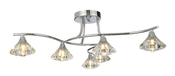 Spa Reena Chrome and Glass 6 Light Ceiling Fitting IP44 G9