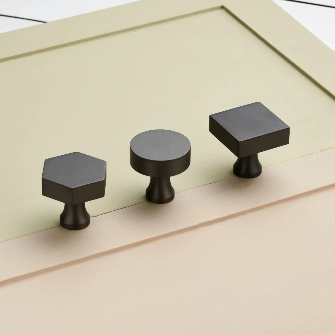 Square Brass Cupboard Door Knob Handle - Gunmetal Grey - Image 2