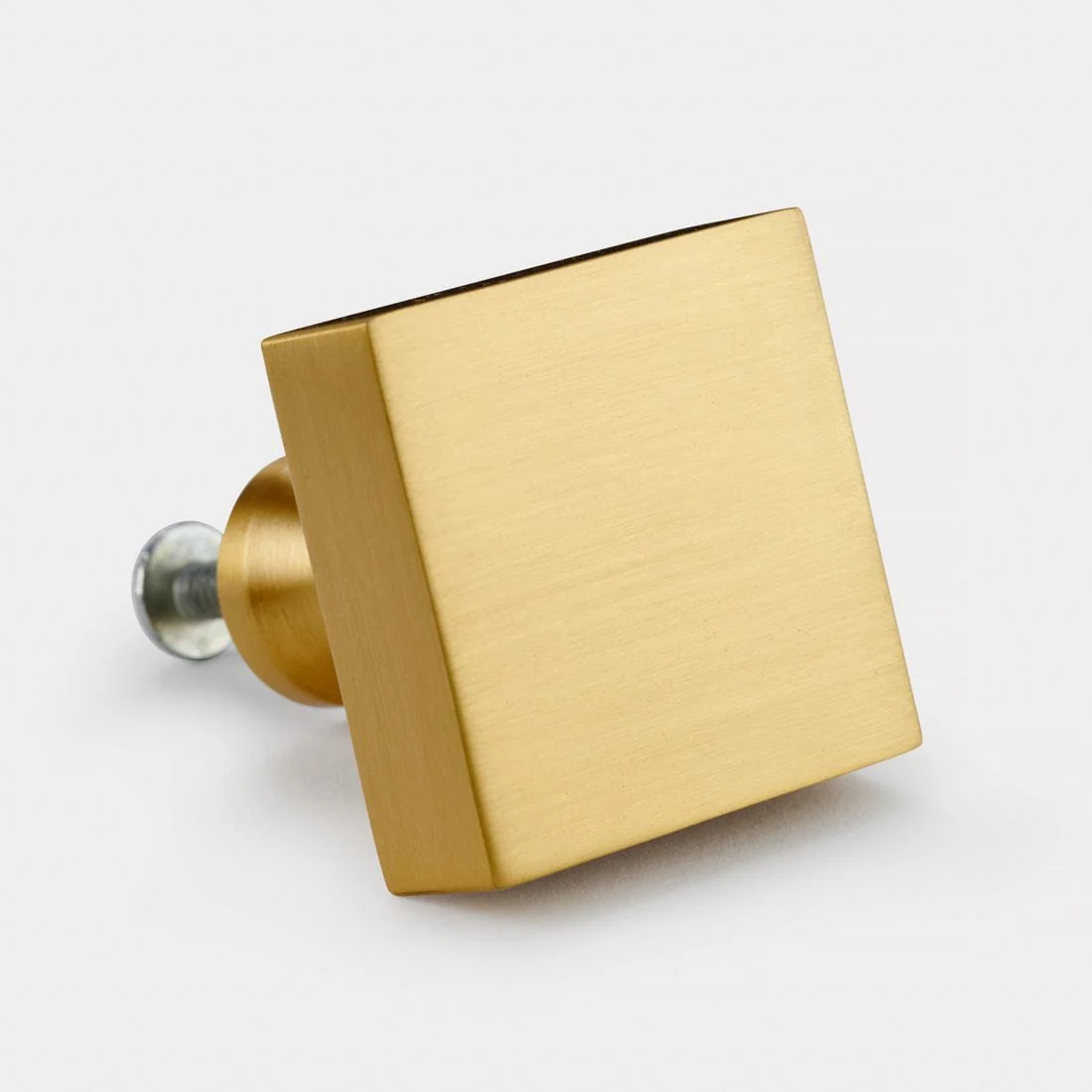 Square Brass Cupboard Door Knob Handle - Satin Brass