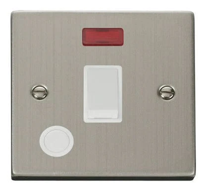 Stainless Steel 1 Gang 20A DP Switch With Flex With Neon - White Trim