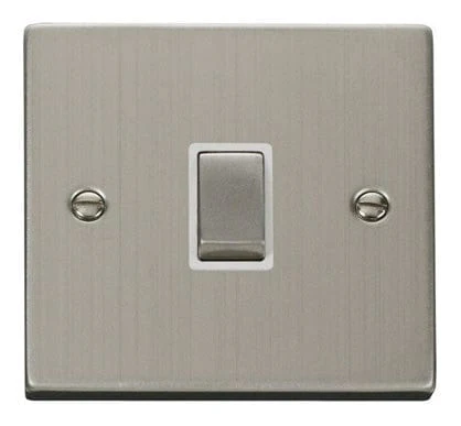 Stainless Steel 1 Gang 20A Ingot DP Switch - White Trim