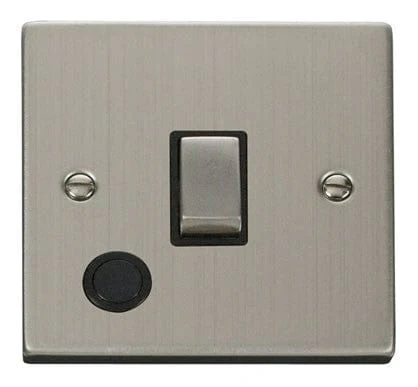 Stainless Steel 1 Gang 20A Ingot DP Switch With Flex - Black Trim
