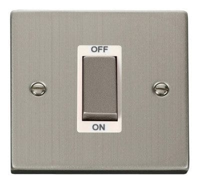 Stainless Steel 1 Gang Ingot Size 45A Switch - White Trim