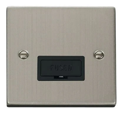 Stainless Steel 13A Fused Connection Unit - Black Trim