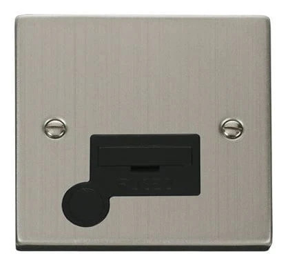 Stainless Steel 13A Fused Connection Unit With Flex - Black Trim