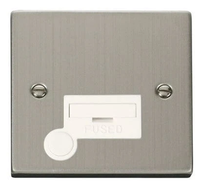Stainless Steel 13A Fused Connection Unit With Flex - White Trim