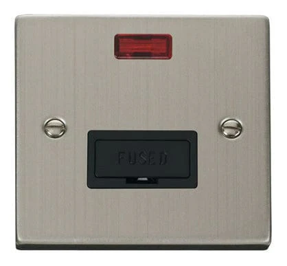 Stainless Steel 13A Fused Connection Unit With Neon - Black Trim