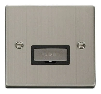 Stainless Steel 13A Fused Ingot Connection Unit - Black Trim