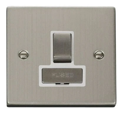 Stainless Steel 13A Fused Ingot Connection Unit Switched - White Trim
