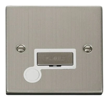 Stainless Steel 13A Fused Ingot Connection Unit With Flex - White Trim