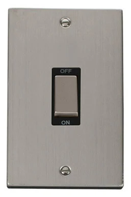 Stainless Steel 2 Gang Ingot Size 45A Switch - Black Trim