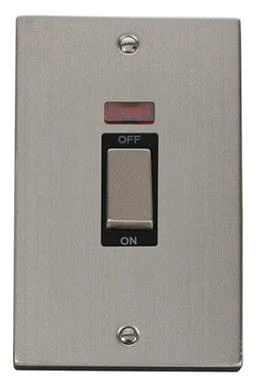 Stainless Steel 2 Gang Ingot Size 45A Switch With Neon - Black Trim