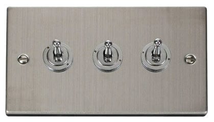 Stainless Steel 3 Gang 2 Way 10AX Toggle Light Switch