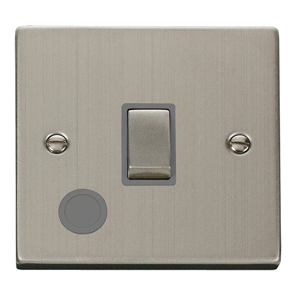Stainless Steel 1 Gang 20A Ingot DP Switch With Flex - Grey Trim