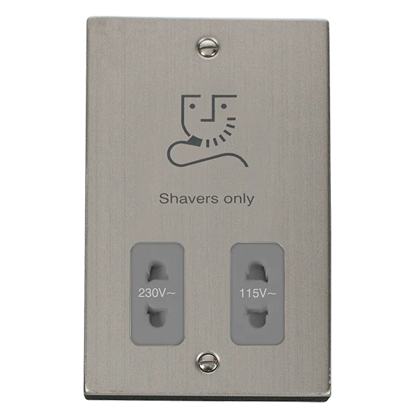 Stainless Steel Shaver Socket 115v/230v - Grey Trim