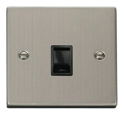 Stainless Steel Rj11 Socket - Black Trim