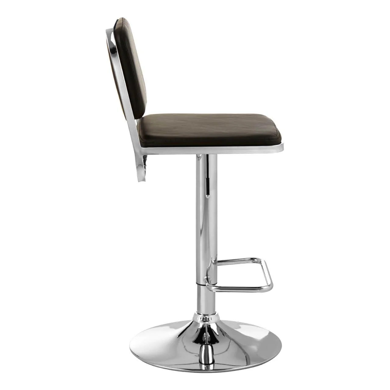 Radisson Bar Stool, Black Faux Leather, Chrome Base - Image 3