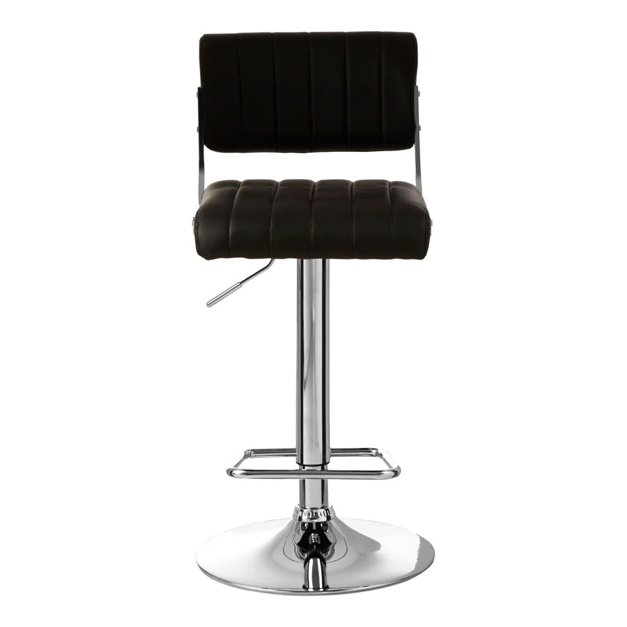 Radisson Bar Stool In Black Faux Leather With A Chrome Base
