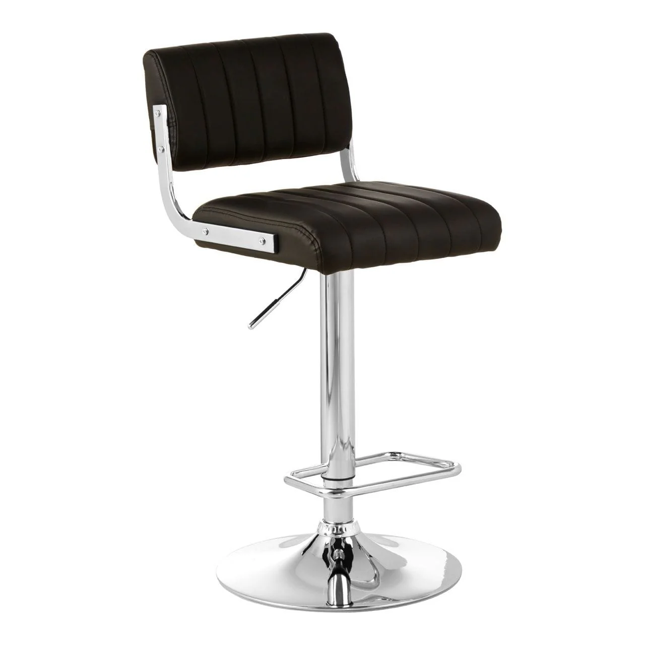 Radisson Bar Stool In Black Faux Leather With A Chrome Base - Image 2