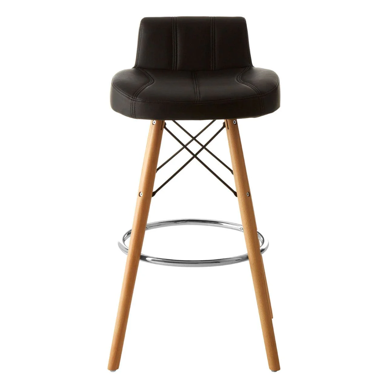 Radisson Bar Stool In Faux Leather With Beechwood Legs
