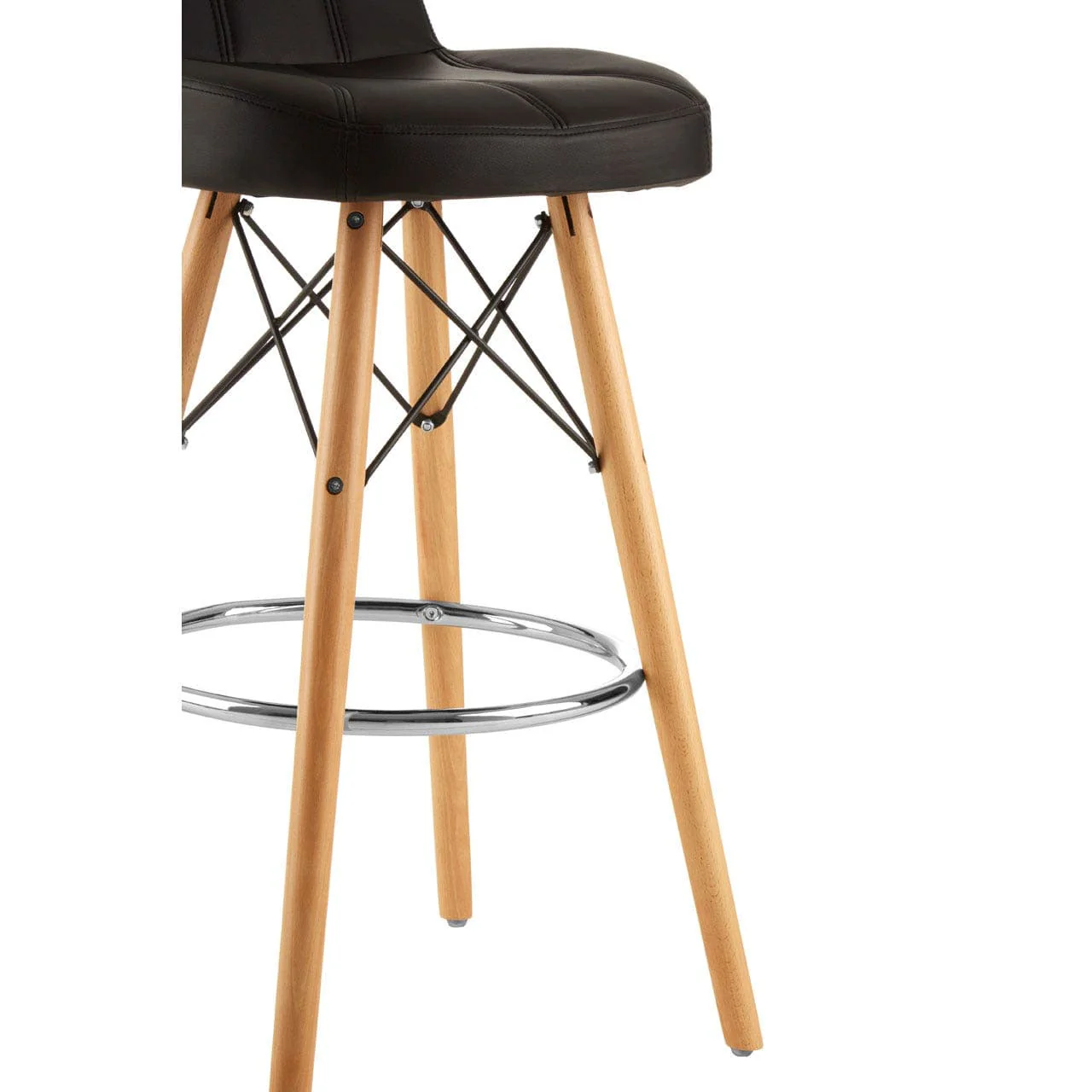 Radisson Bar Stool In Faux Leather With Beechwood Legs - Image 5