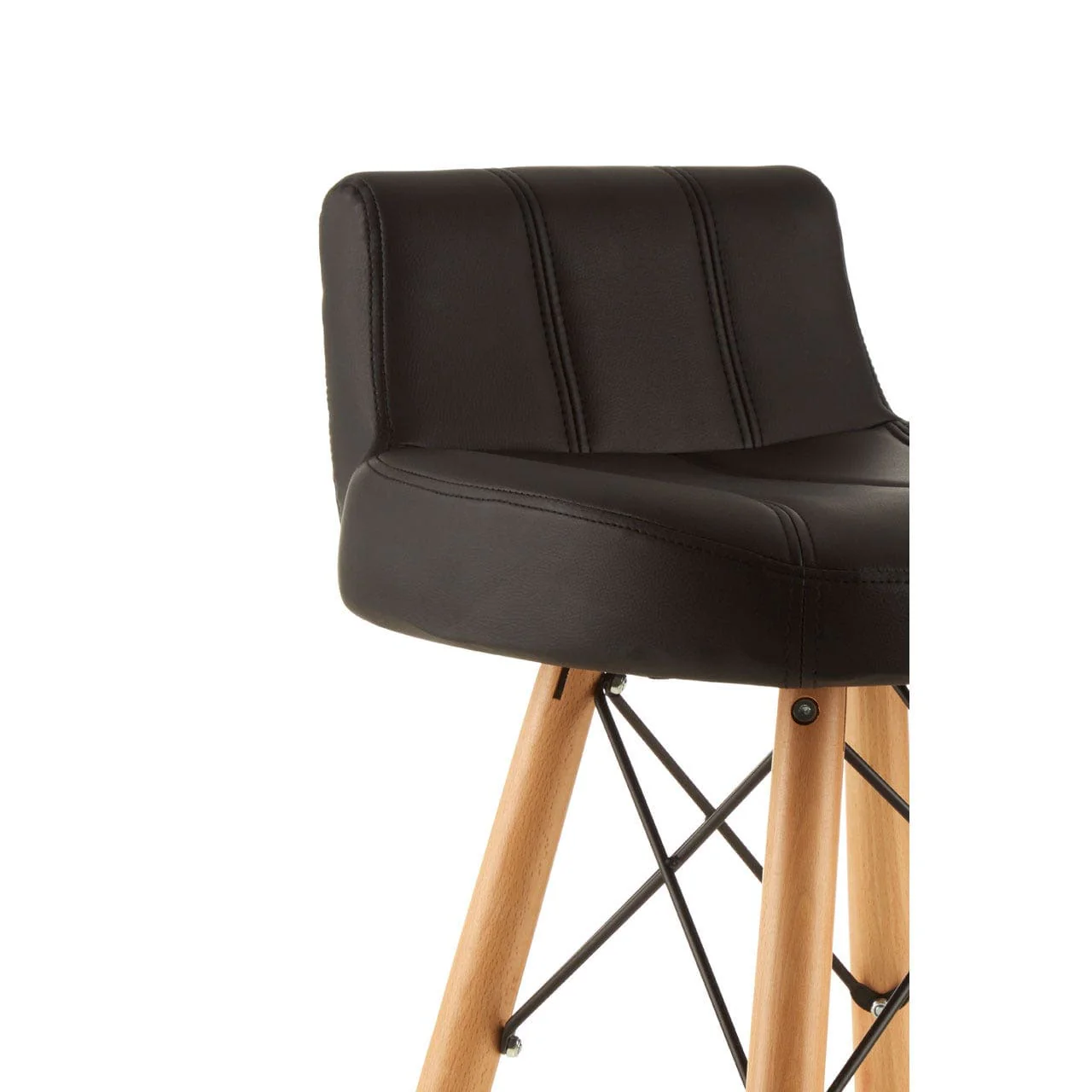 Radisson Bar Stool In Faux Leather With Beechwood Legs - Image 6